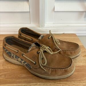 Sperry‎ Tan Leopard Sequin Loafers Size 11
